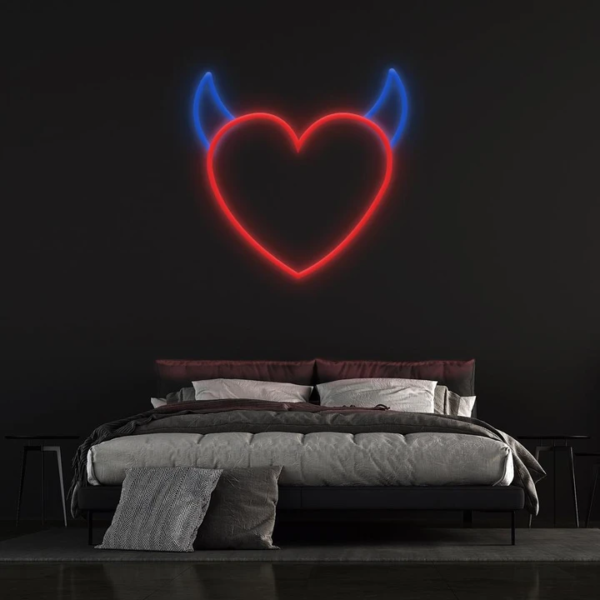 devil heart neon sign